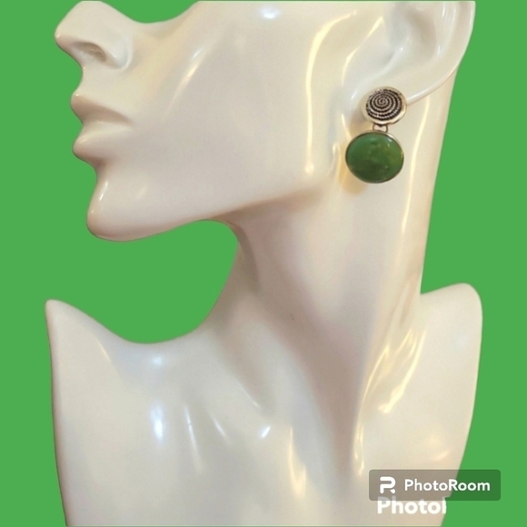 VTG HOWARD'S Space Age Nebula Enamel Circle Swirl Dangle Post Earrings - Picture 1 of 6